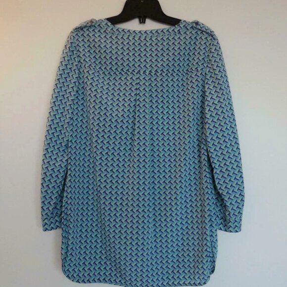 NWT TORY BURCH Juniper Berry T-Zag Small C Silk Blend Kasey Tunic Top Blouse 2 - Picture 8 of 8